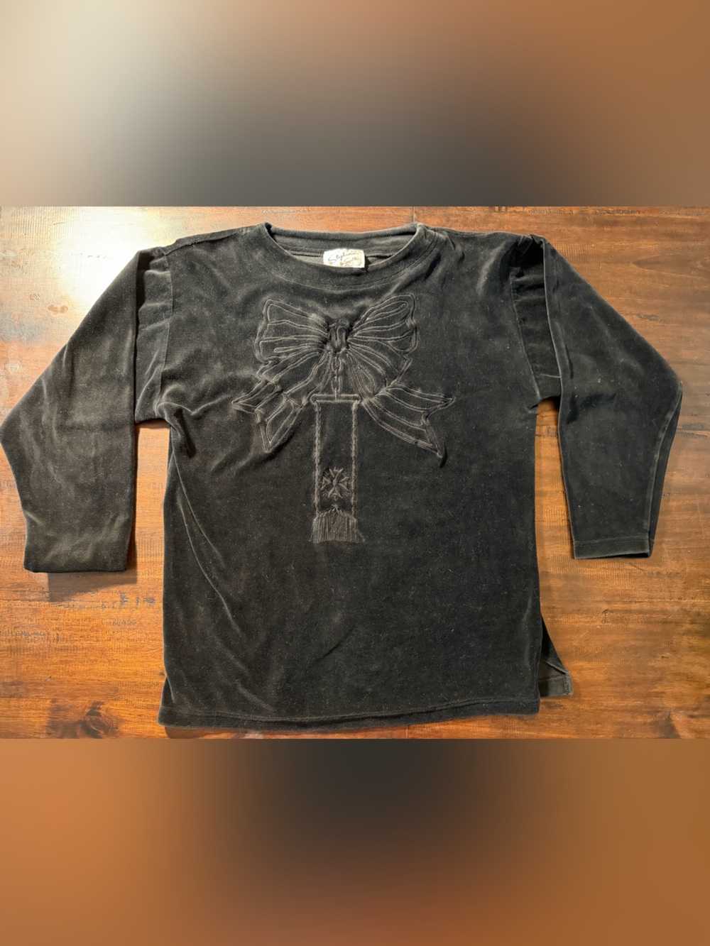 Vintage 90s vellour black goth witchy long sleeve cozy top